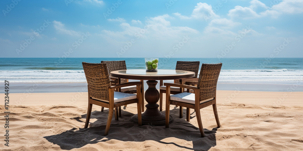 restaurant on the beach, Chairs on the sandy beach near the sea Summer holiday and vacation, 