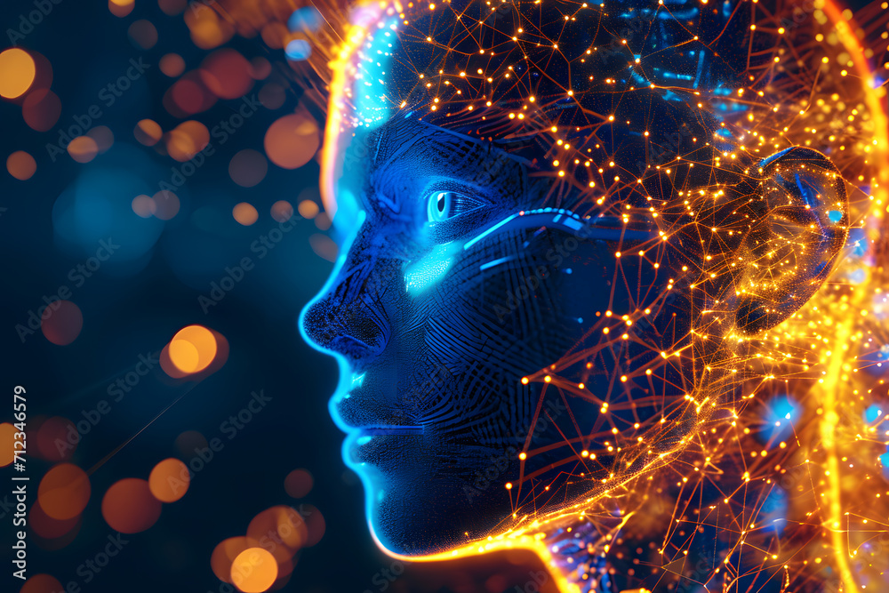 Vibrant AI Future - Neural Network Head - Generative AI Vibrant AI Future - Neural Network Head - Generative AI