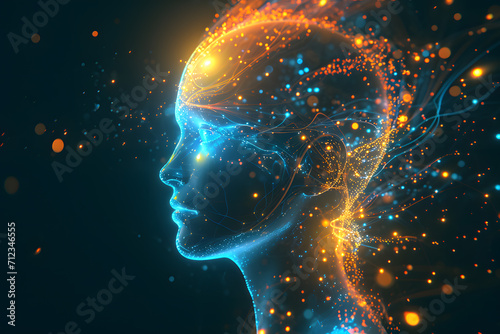 Vibrant AI Future - Neural Network Head - Generative AI