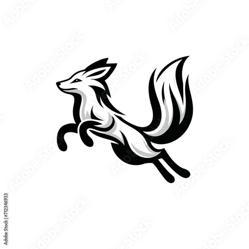Vector Logo featuring a jumping white fox. Versatile Symbol of Energy and Craftsmanship for Logos, Branding, and Nature inspired Designs. High Quality Illustration, Isolated on a white Background.
