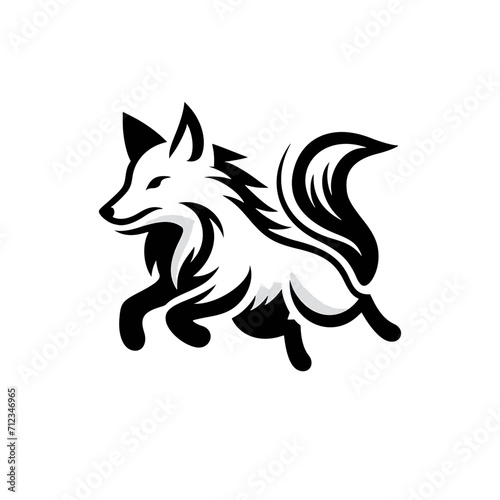 Vector Logo featuring a jumping white fox. Versatile Symbol of Energy and Craftsmanship for Logos, Branding, and Nature inspired Designs. High Quality Illustration, Isolated on a white Background.