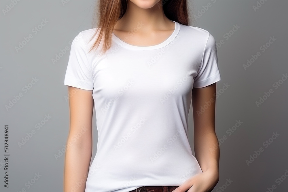 Woman in White Tshirt Mockup created with Generative AI Woman in White Tshirt Mockup created with Generative AI
