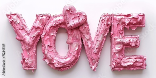 Love you in pink isolated on white background Valentine's Day Special 