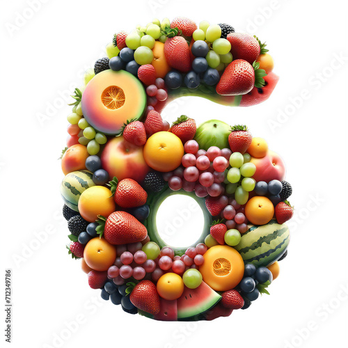 Number mold made from assorted fruits1