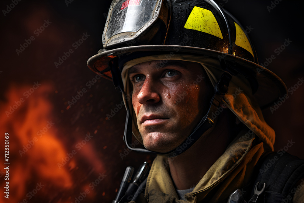 portrait of a firefighter in a helmet