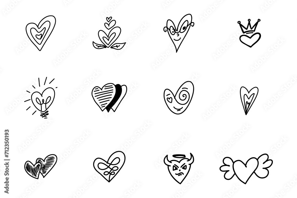 hand drawn  heart icon illustration design love symbol