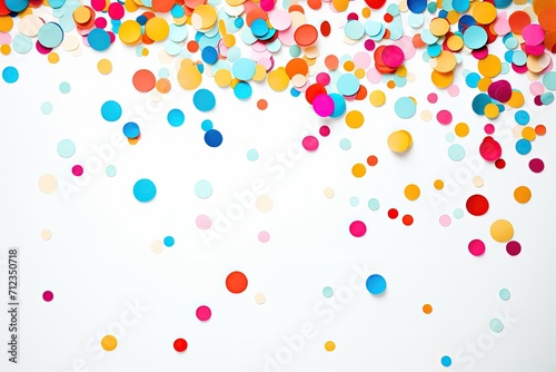 Colorful round shaped confetti on white background