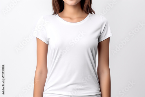 Woman in White Tshirt Mockup created with Generative AI