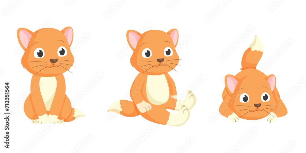 Set of Cute Cartoon Ginger Cat Sitting with Different Poses Vector Illustration
Set of Cute Cartoon Ginger Cat Sitting with Different Poses Vector Illustration