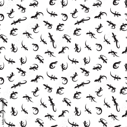 Editable vector 13 gecko silhouettes.Set collection isolated black on white background