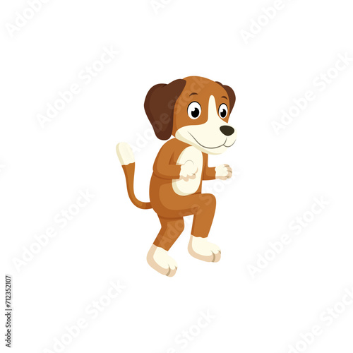 Cute Brown and White Dog Sneaking Cartoon, Walking Tip Toe Quietly Vector Illustration