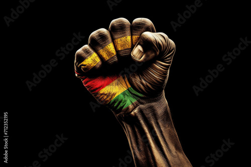 Rasta Fist Abstract Colorful Art. Red, Yellow, and Green Illustration, Black History Month Banner Poster