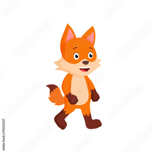 Cute Little Cartoon Fox Walking Vector Illustration