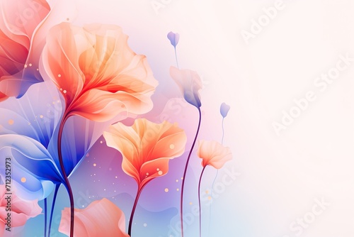 Abstract banner with flowers spring font style Background Concept artwork digital art Illustration wallpaper painting , generative AI , Invitation Cards Concept #712352973