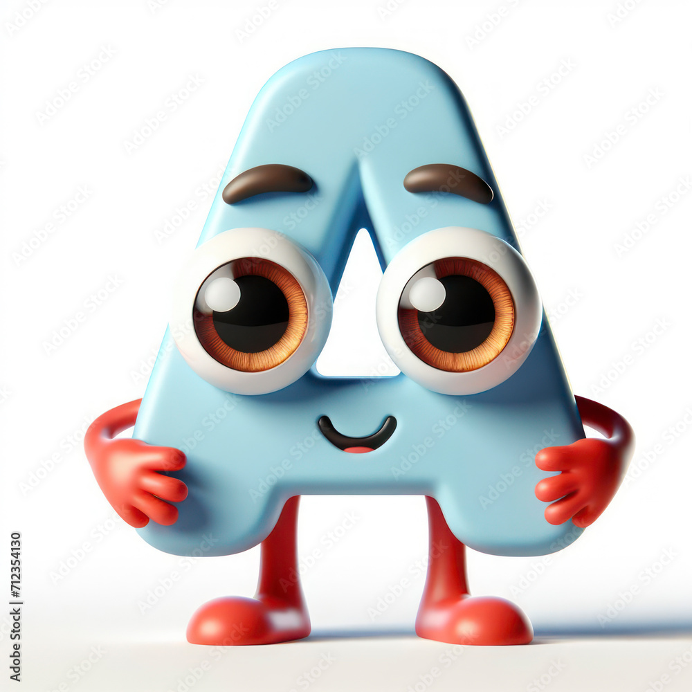 little cute happy letter A 3d character with bulging eyes on solid a white background. ai generative little cute happy letter A 3d character with bulging eyes on solid a white background. ai generative