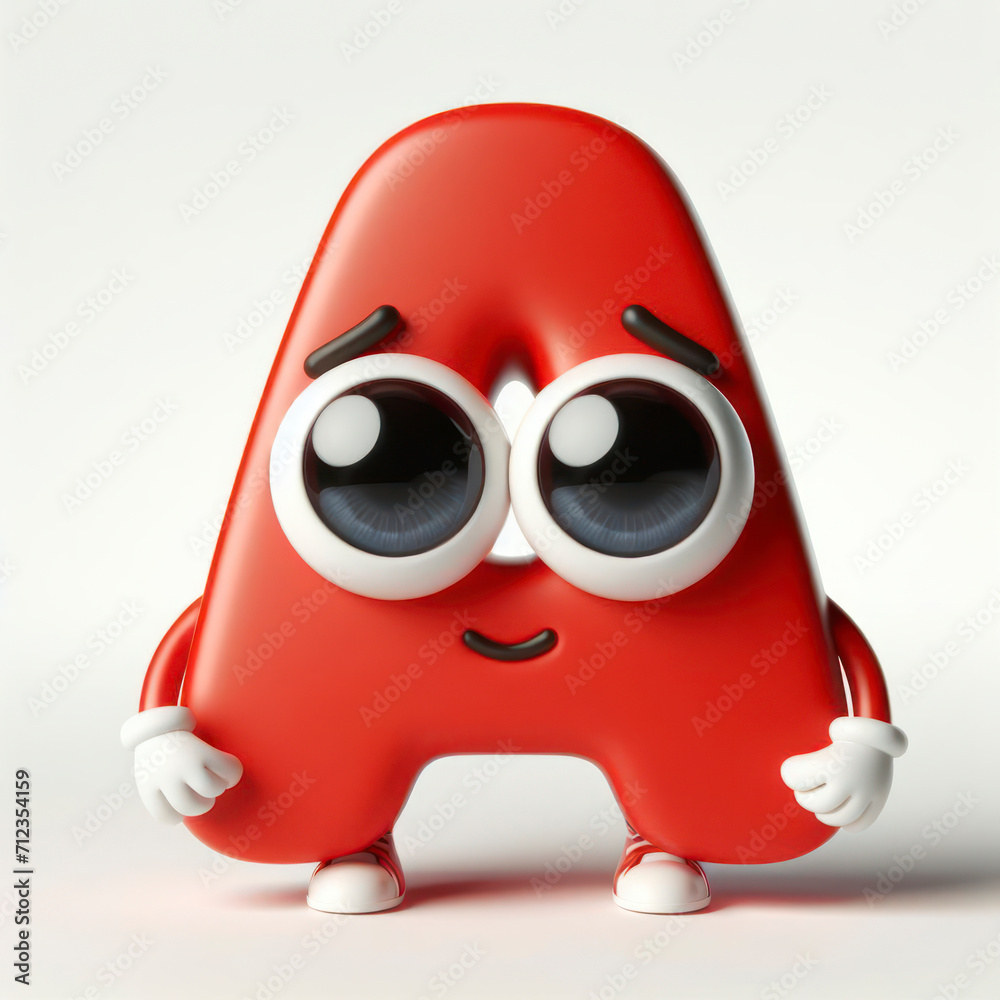 little cute happy letter A 3d character with bulging eyes on solid a white background. ai generative little cute happy letter A 3d character with bulging eyes on solid a white background. ai generative