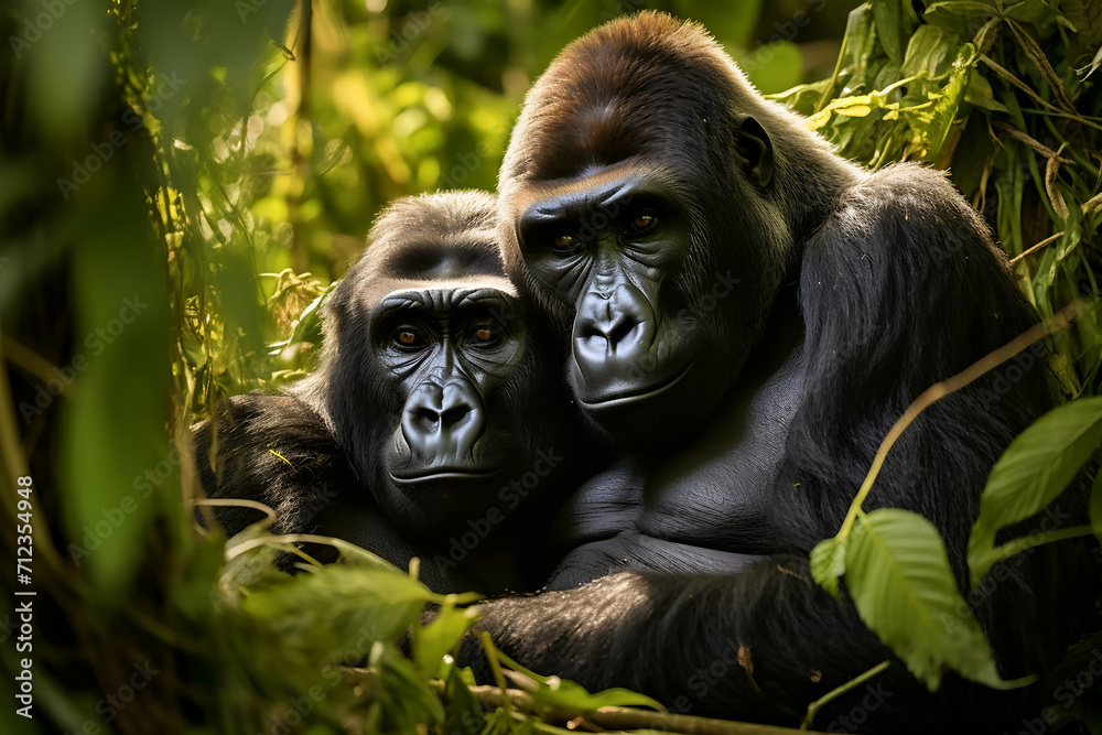 Obraz premium Gorilla and gorilla in the rainforest of Costa Rica.