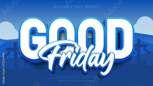 Good friday text effect. Blue 3d text mockup