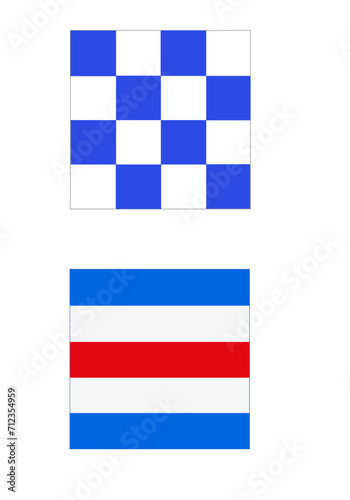 Combinaisons alphabétiques des drapeaux du Code maritime international N.C., détresse, demande d'assistance