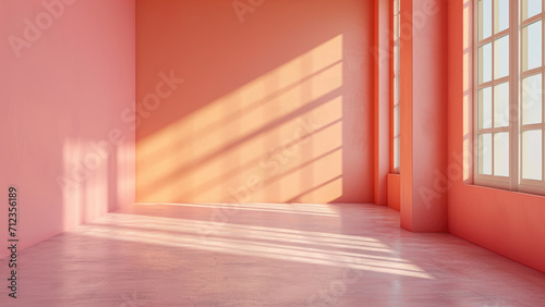 An empty room is peach fuzz color.