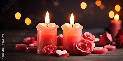 candle and rose petals