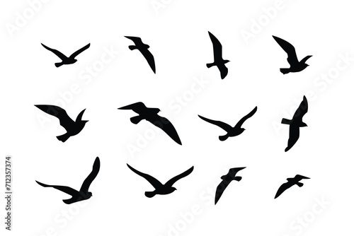 Vector illustration flying flock of birds. Beautiful flight bird silhouettes collection. © imrangdpro