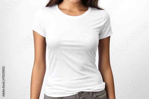 Woman in White Tshirt Mockup created with Generative AI