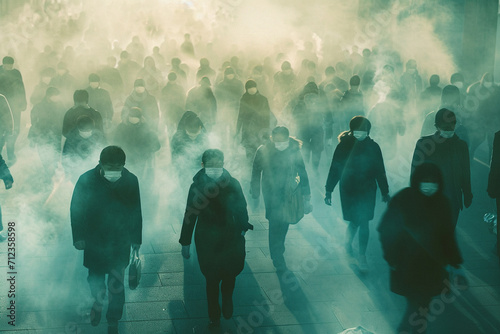 City Health Chronicles PM2.5 and Airborne Germs in Urban Living - Mask-Wearing Scene