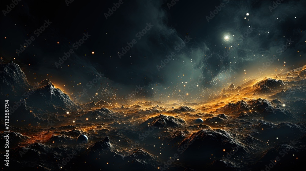 Abstract Dreamy Background Wallpaper Template of Nebula Sparkling Stars Stardust Galaxy Space Universe Astro Cosmos Milky Way Panorama Night Sky Fantasy Colorful Tone 16:9 