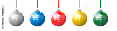 set of toys for the Christmas tree on a white background. Christmas decorations, 3d illustration photo