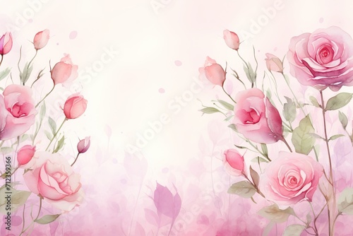 Spring pink rose floral background with watercolor Weedding theme Floral mother's day background, vector watercolor illustration © TIYASHA
