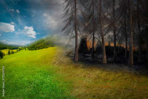 Photography ecological catastrophy . 3d illustration