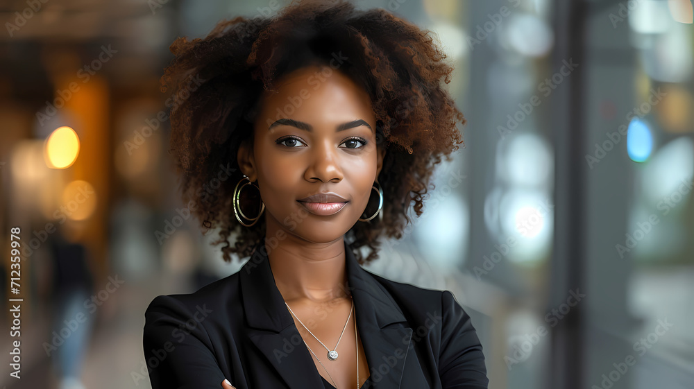 portrait of a black business woman wearing professional dress clothing in an office building portrait of a black business woman wearing professional dress clothing in an office building