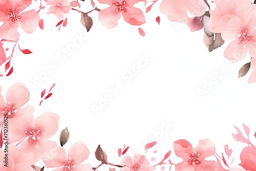 Valentine's Day Frame Decorated with Pink Watercolor Flowers © TIYASHA