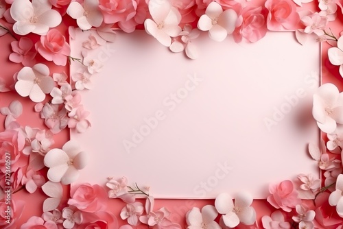 Valentine's day/ Mother's Day/ Women's Day card with flowers and copy space