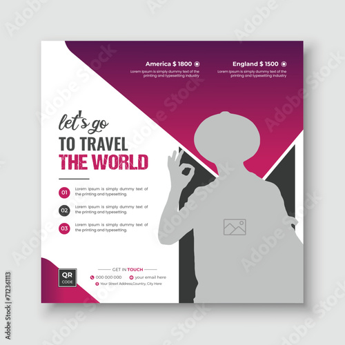 Travel and tour social media post agency banner design template