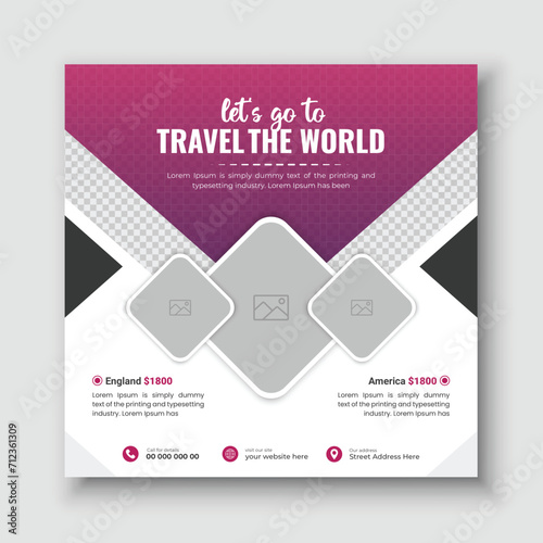Travel and tour social media post agency banner design template