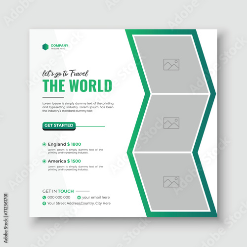 Travel and tour social media post agency banner design template