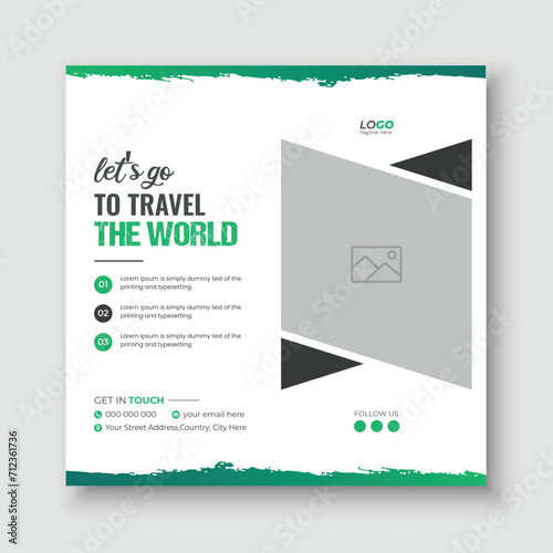Travel and tour social media post agency banner design template