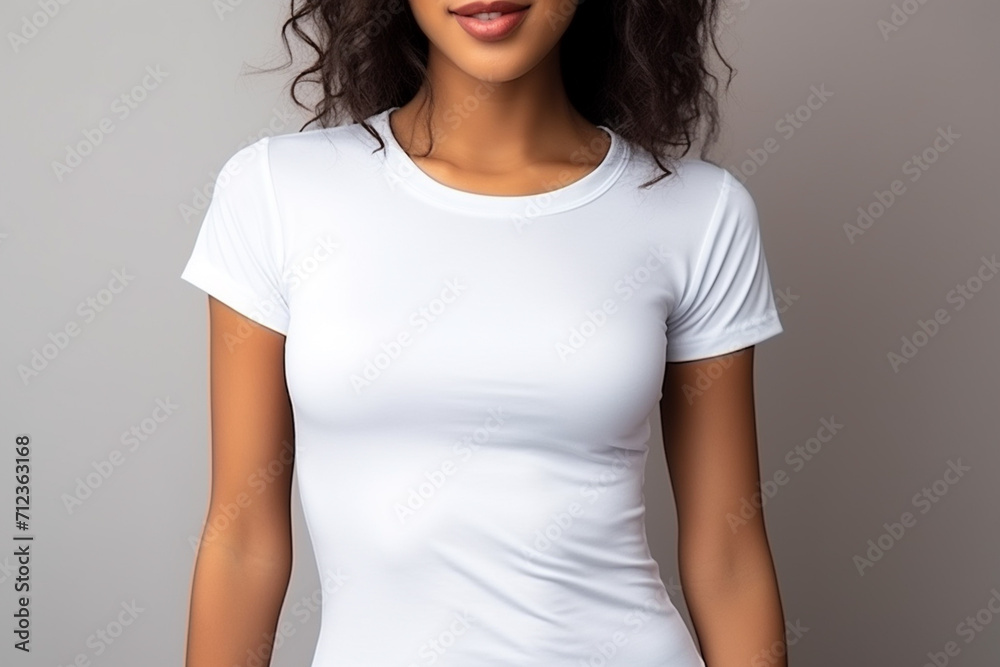 Woman in White Tshirt Mockup created with Generative AI Woman in White Tshirt Mockup created with Generative AI