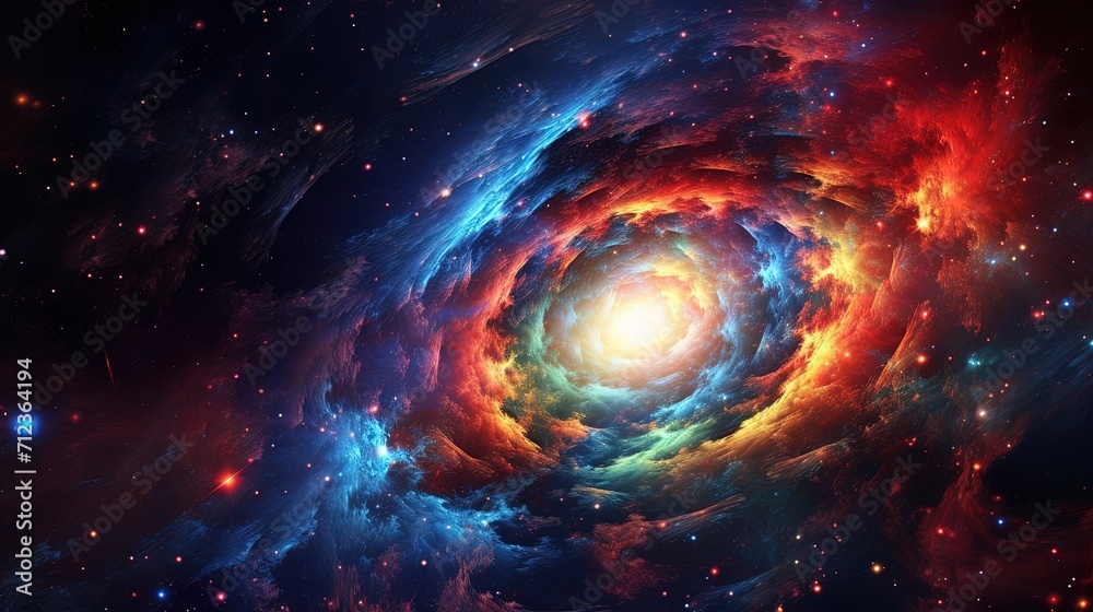 Abstract Beautiful Stunning Dreamy Background Wallpaper Template of a Wormhole Swirling in Nebula Time Travel Concept Stardust Space Galaxy Universe Milky Way Night Sky Fantasy Colorful Tone 16:9