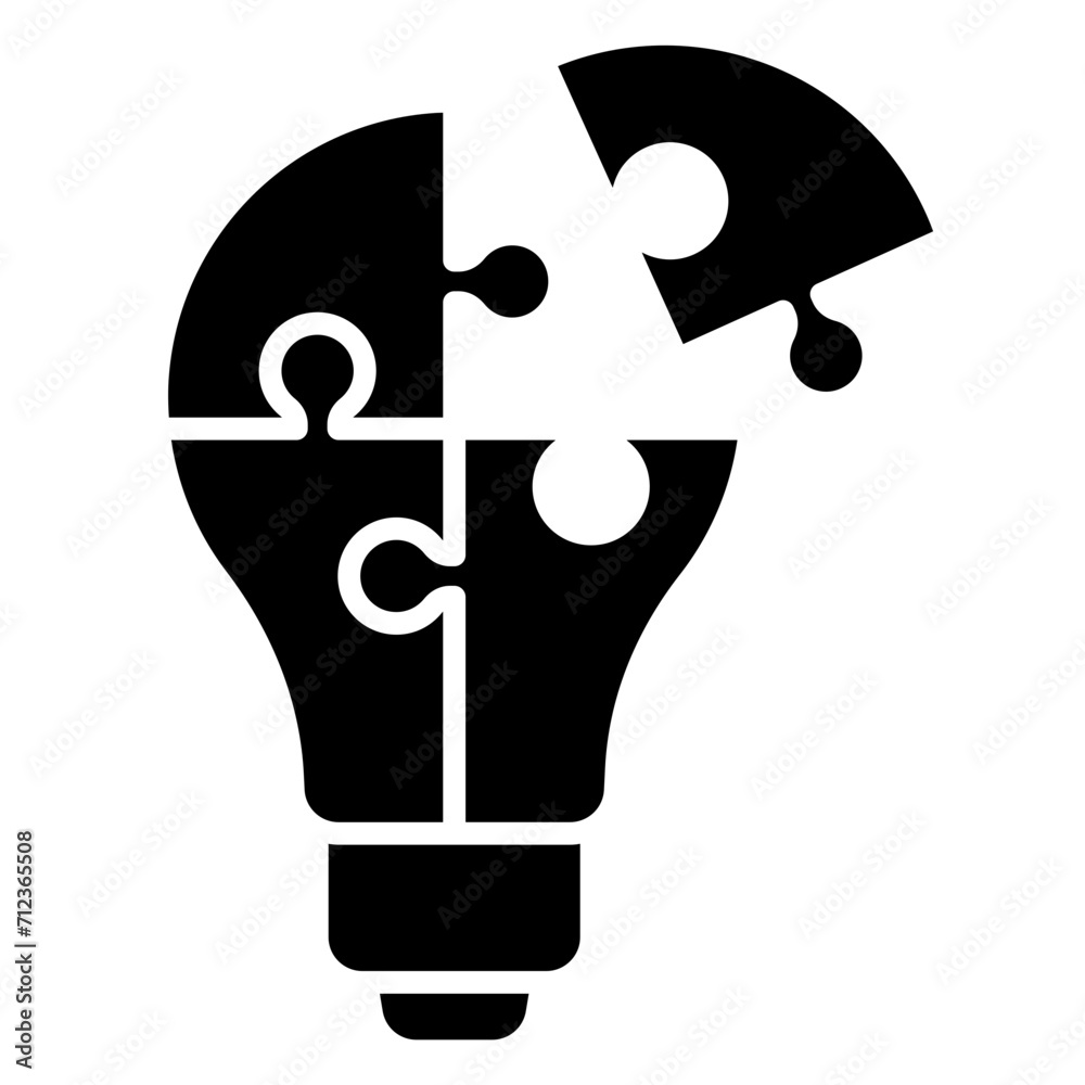 Innovation icon in the form of a light bulb puzzle Innovation icon in the form of a light bulb puzzle