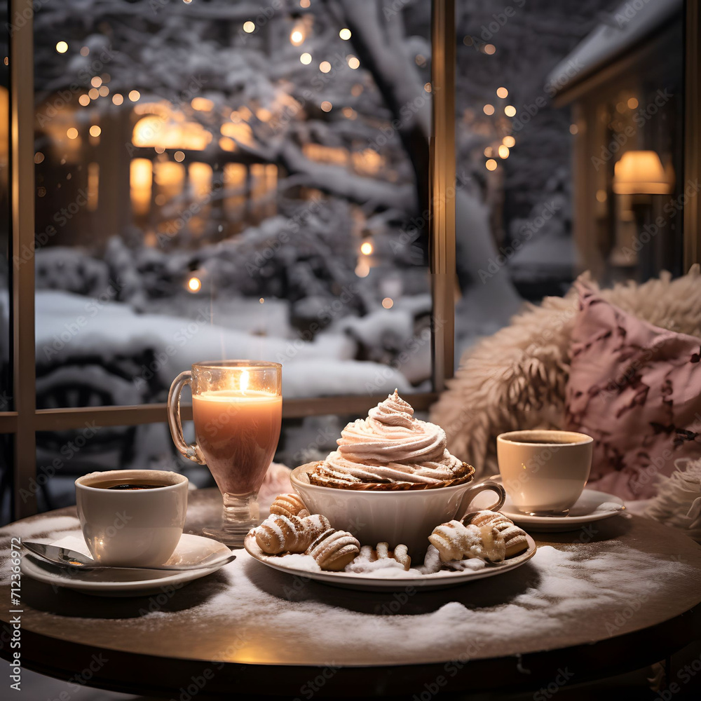 Fototapeta premium cup of coffee and cookies