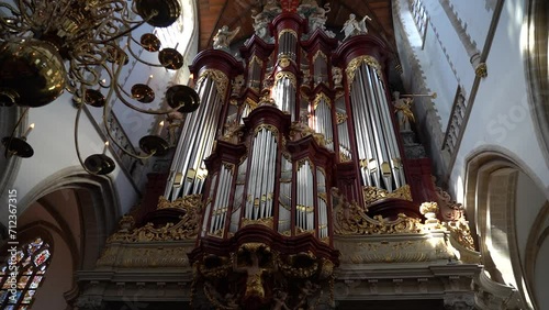 Organ in The Grote Kerk (St. Bavo Church) in Haarlem, Netherlands photo