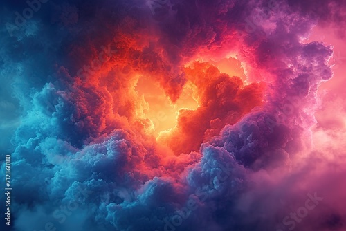 beautiful colorful valentine day heart in the clouds as abstract background © sisir