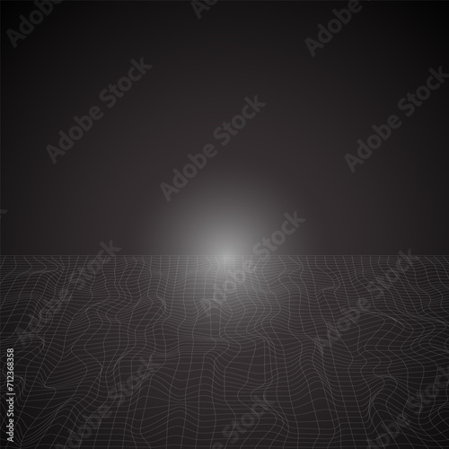 Wireframe dark abstract background. Blank wireframe poster design