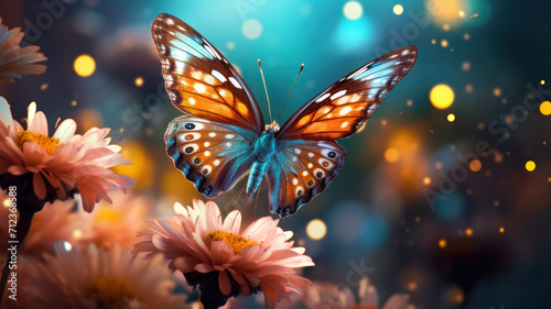 A butterfly wings landing on a  flower © wiparat