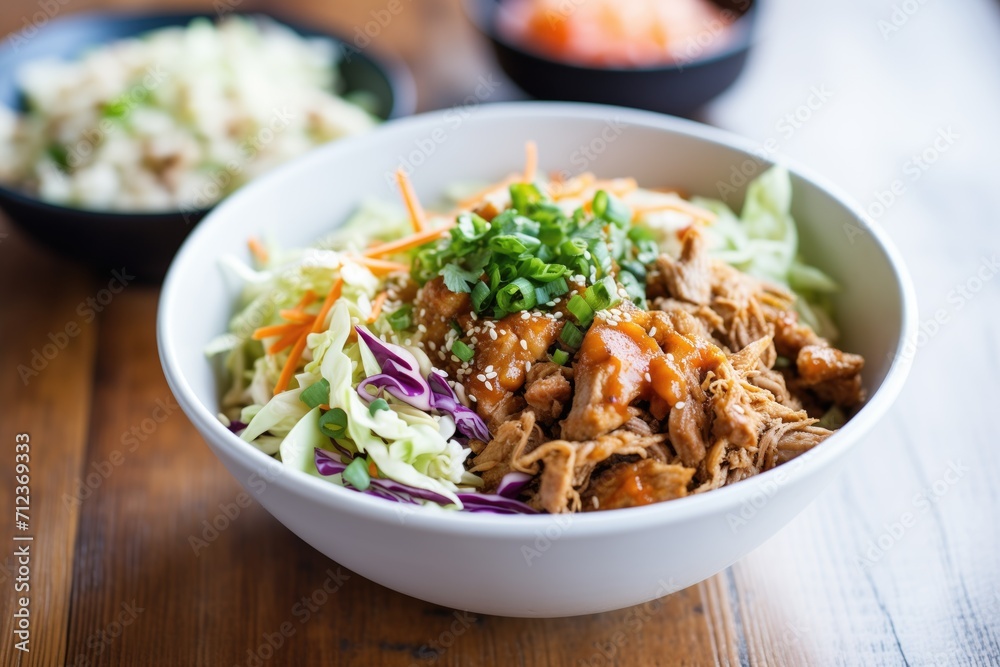 bbq quinoa bowl with pulled pork and cabbage slaw bbq quinoa bowl with pulled pork and cabbage slaw