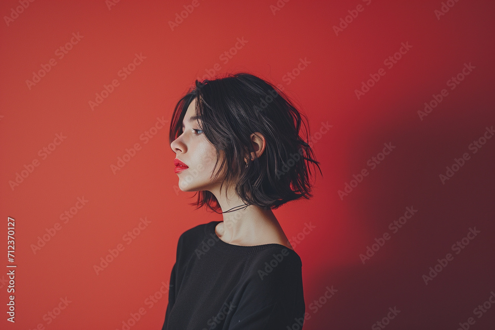 fashion young woman in a studio muted color background and minimalistic fashion young woman in a studio muted color background and minimalistic