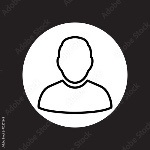 User icon vector. Profile mark logo design. Profile vector icon illustration in circle isolated on black background